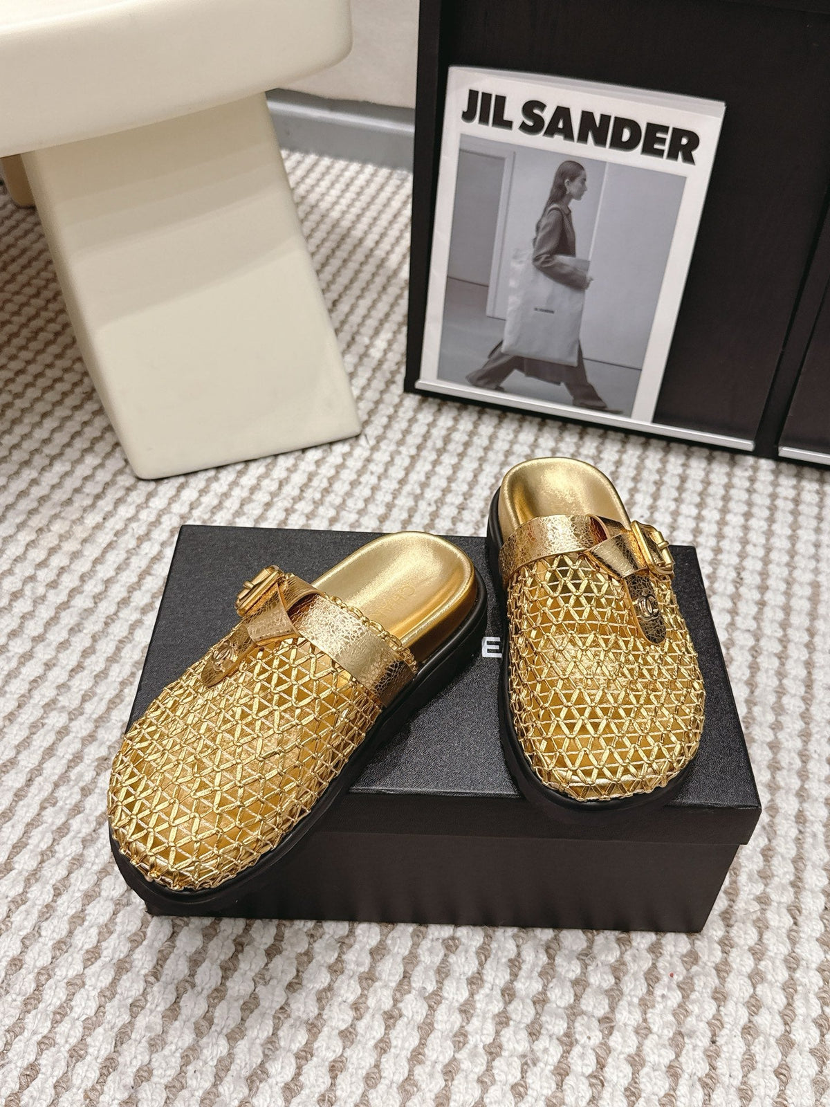 CC Woven Clog Gold Metallic Leather 721528