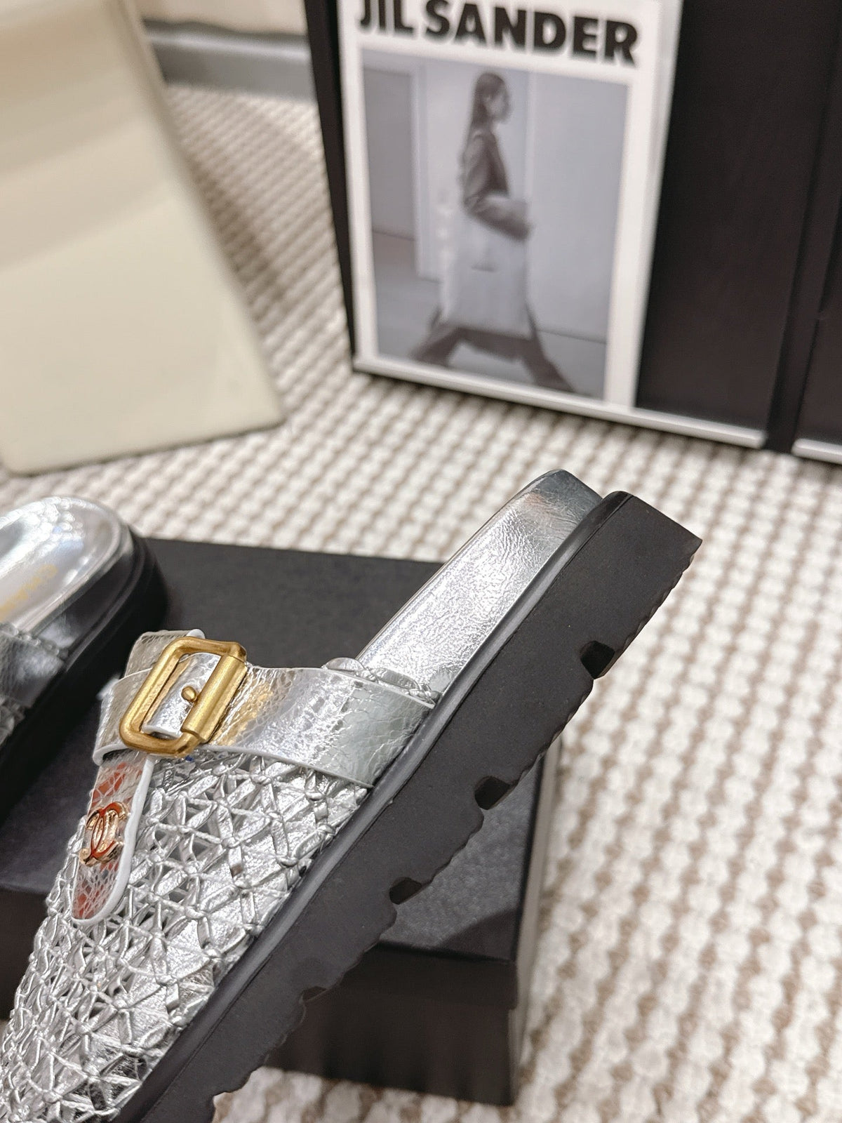 CC Woven Clog Silver Metallic Leather 721529