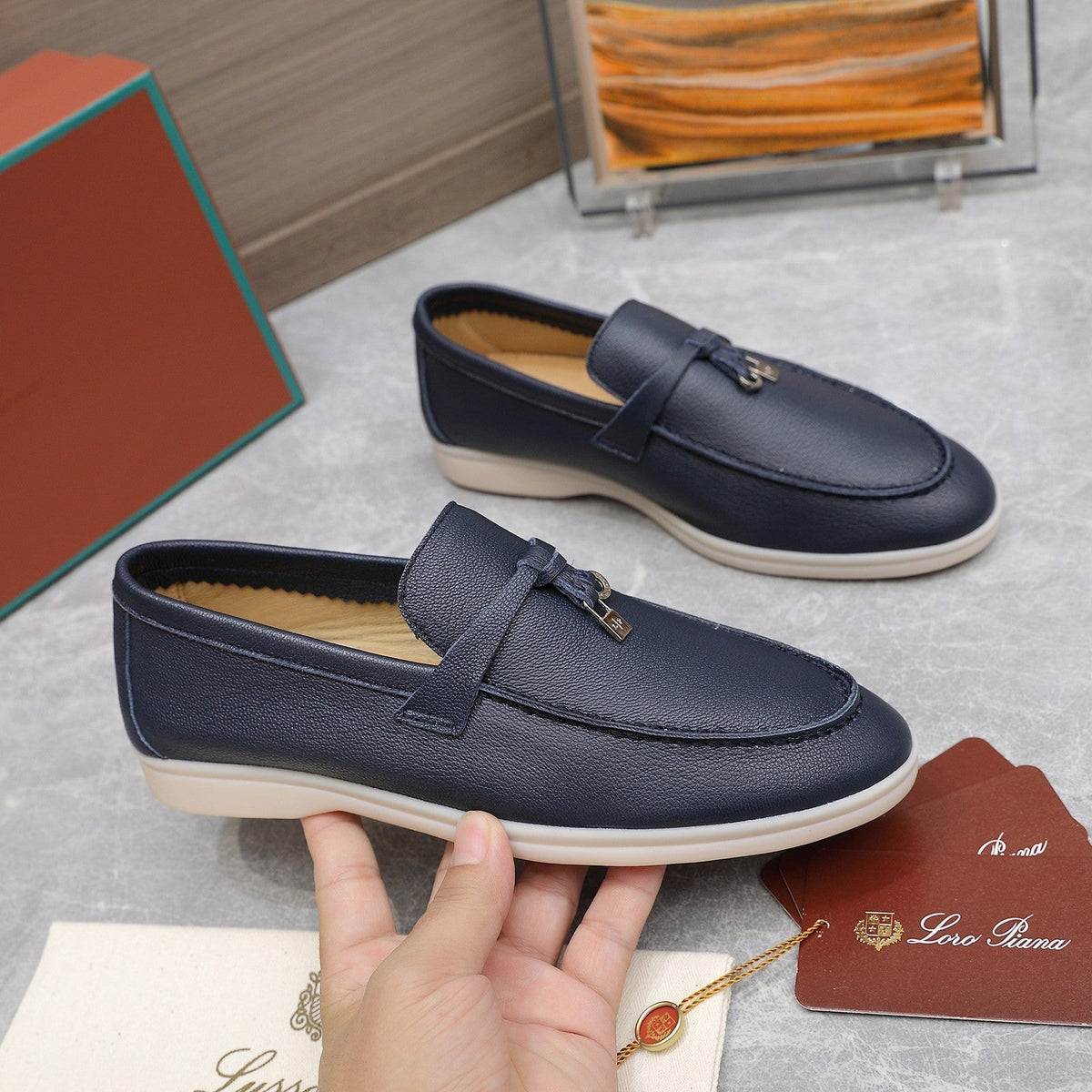 LP SUMMER CHARMS WALK LOAFERS NAVY LAMBSKIN