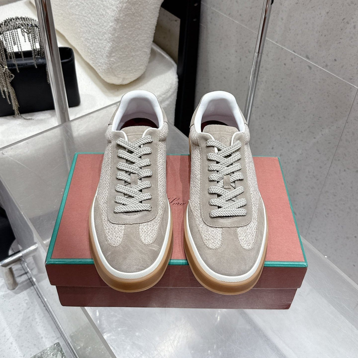 LP Tennis Walk Sneaker Light Grey Suede Cotton 513543