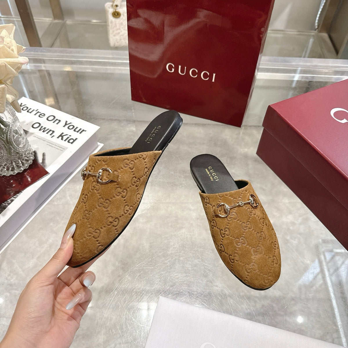 GG 26s Mule With Horsebit Brown Suede 664802