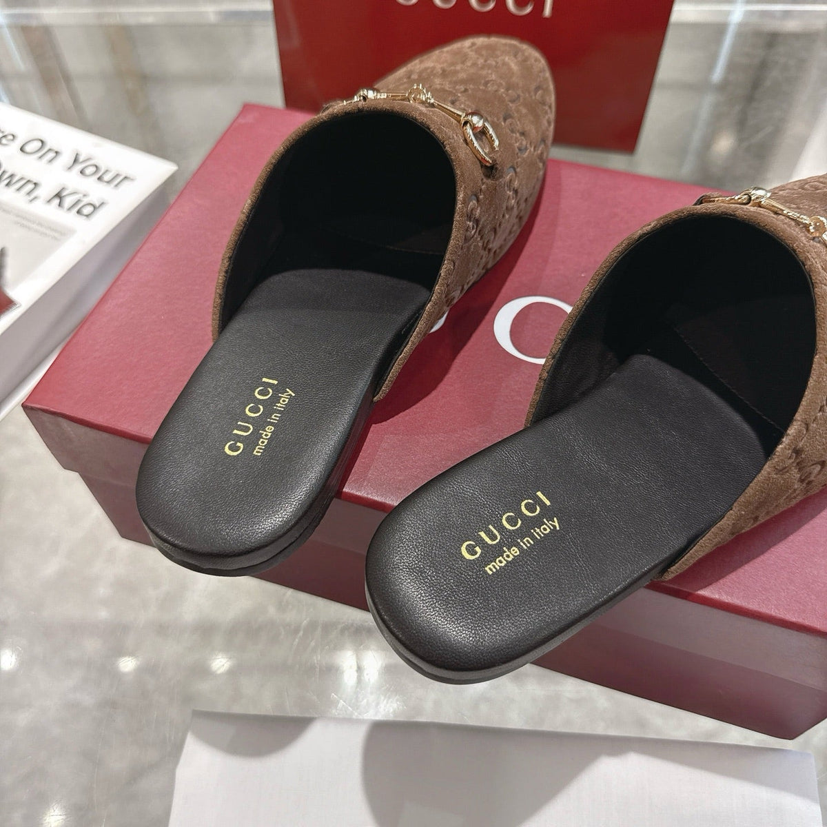 GG 26s Mule With Horsebit Dark Brown Suede 664801