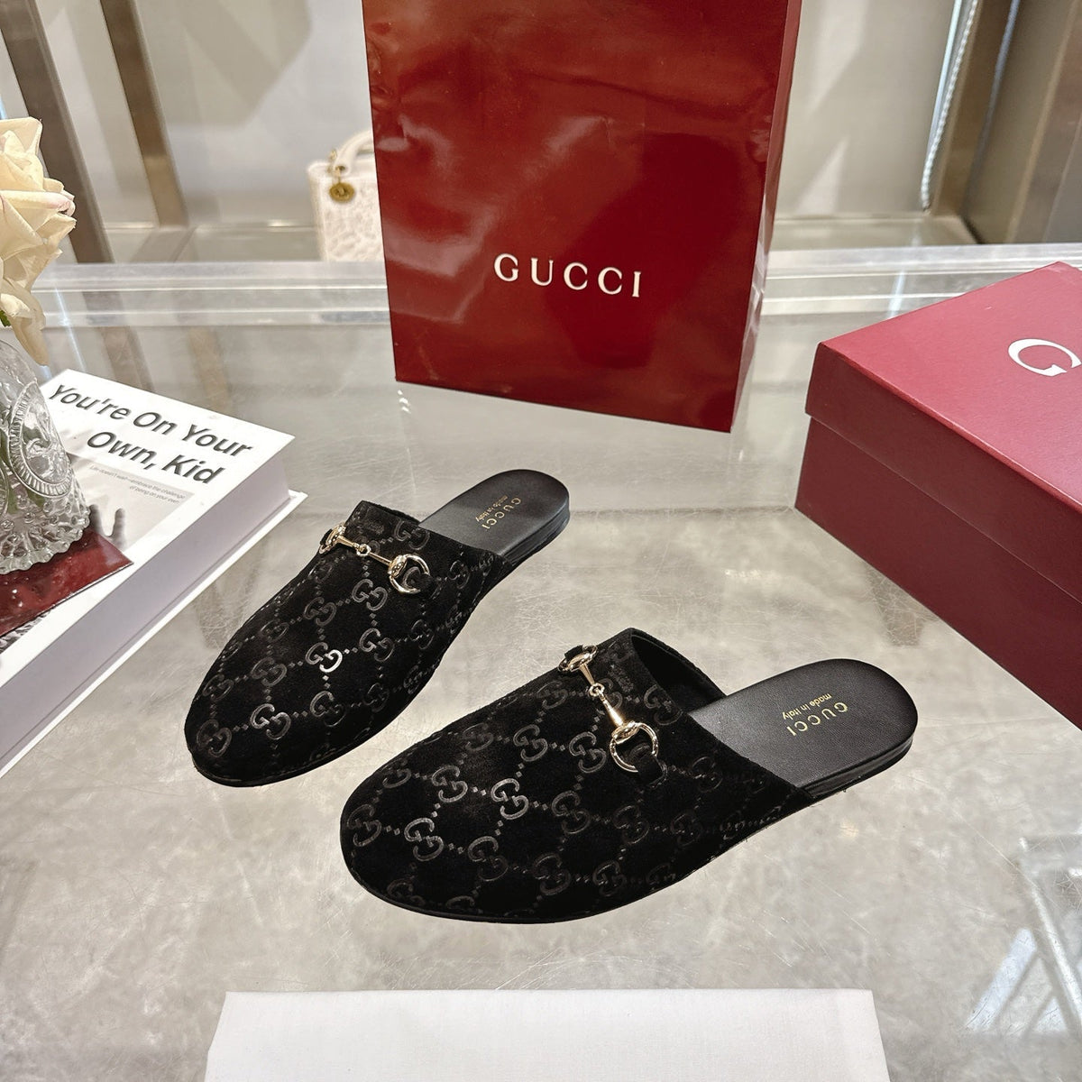 GG 26s Mule With Horsebit Black Suede 664798