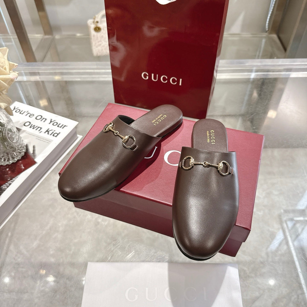 GG 26s Mule With Horsebit Chocolate Sheepskin 664795