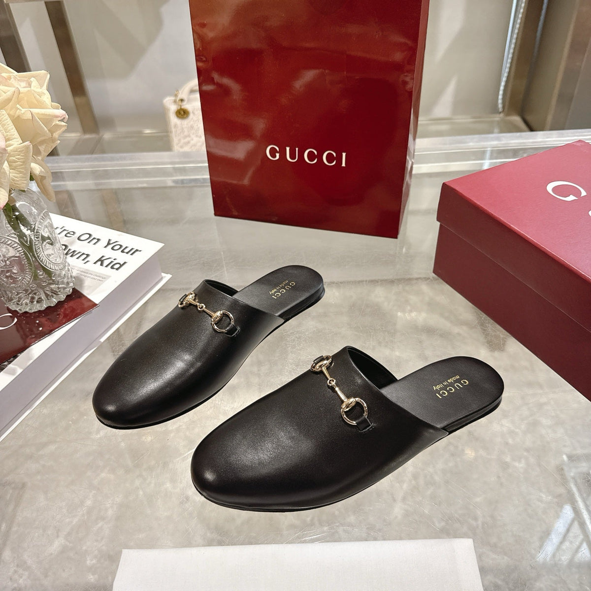 GG 26s Mule With Horsebit Black Sheepskin 664797