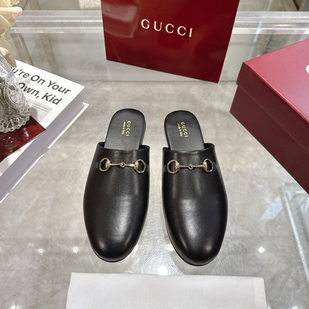 GG 26s Mule With Horsebit Black Sheepskin 664797