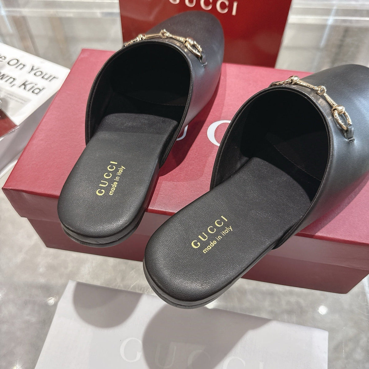 GG 26s Mule With Horsebit Black Sheepskin 664797