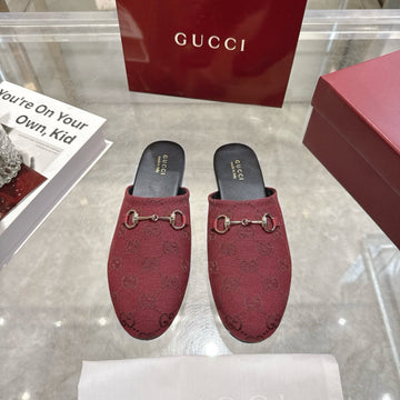 GG 26s Mule With Horsebit Burgundy Canvas 664805