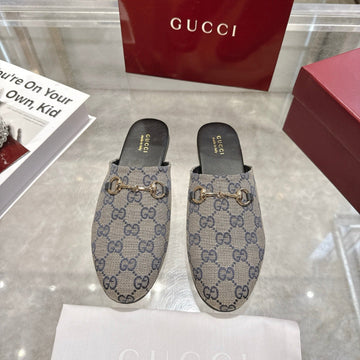 GG 26s Mule With Horsebit Grey Blue Canvas 664804