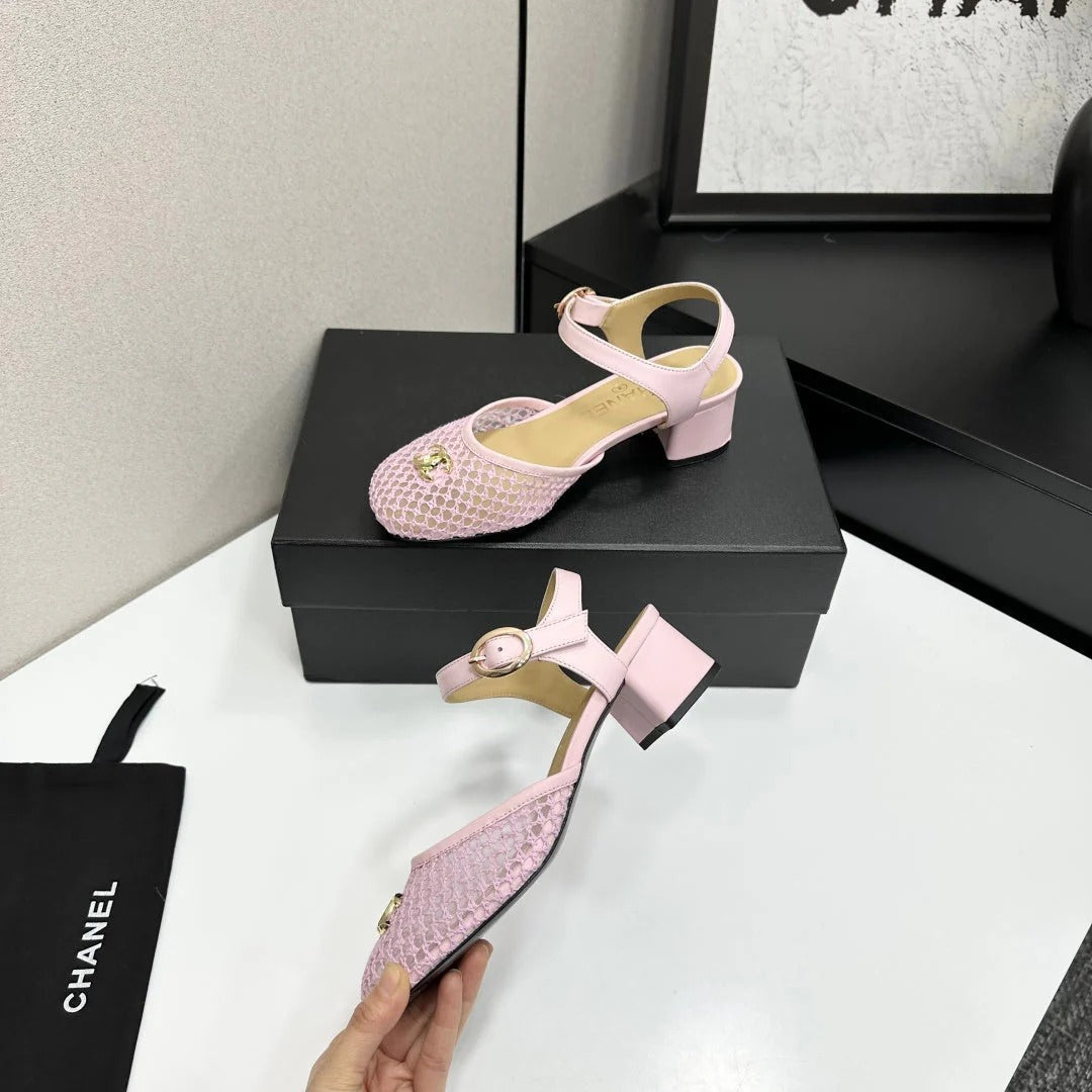 CC 2026 Mary Jane Sandals 45 Light Pink Satin Cowhide 668116