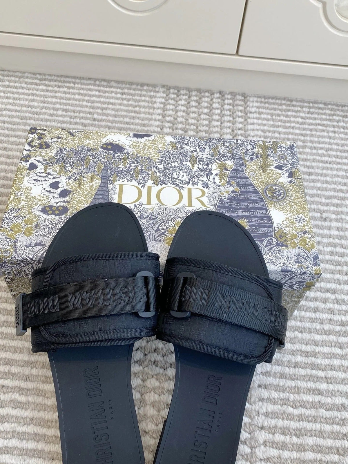 CD 26s Flat Slippers Black Canvas Rubber 648131