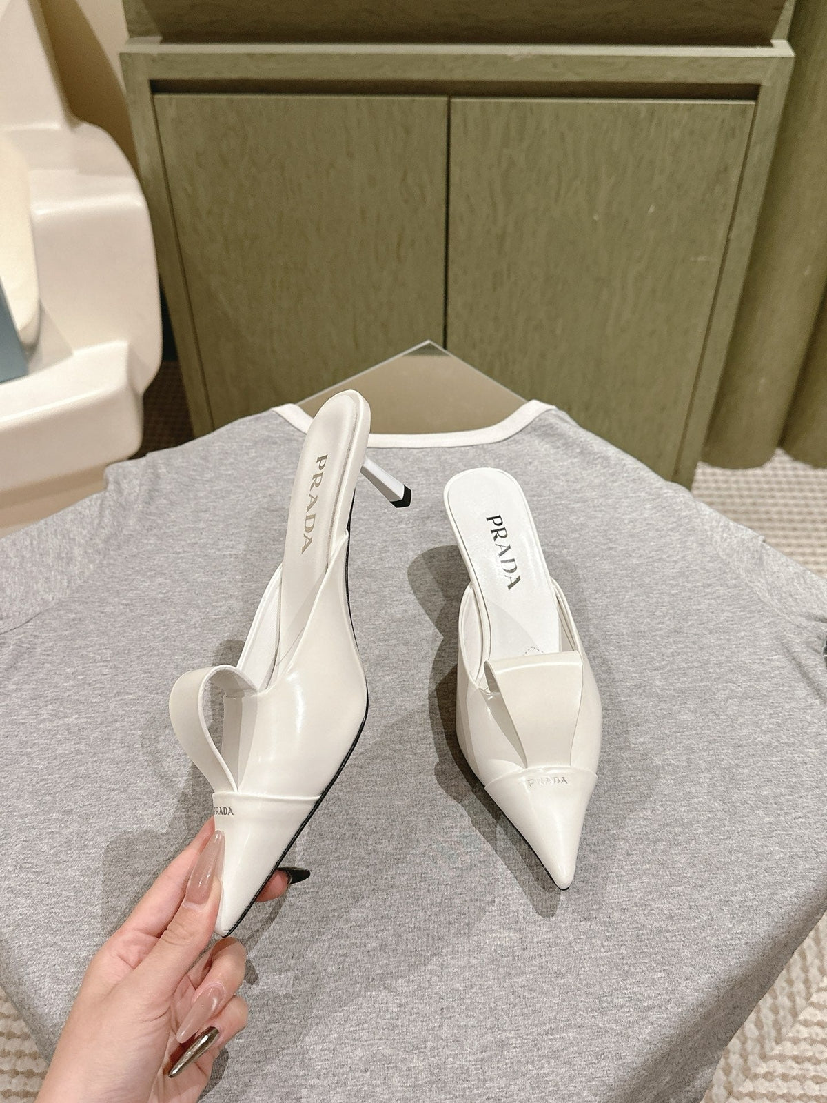 PRA 2026S High Heel Mule 65 White Sheepskin 657672