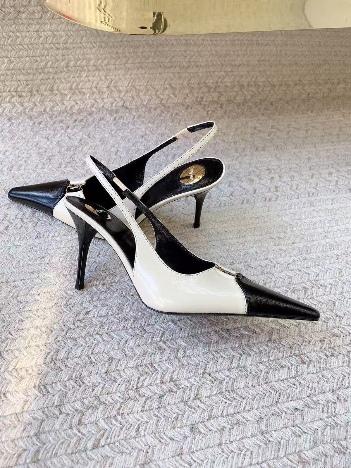 YSL 2026 Babylone Slingback Pump White Black Leather