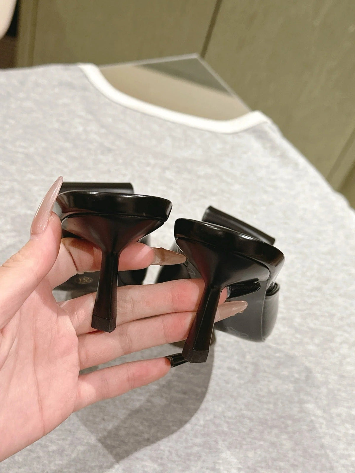 PRA 2026S High Heel Mule 65 Black Sheepskin 657674