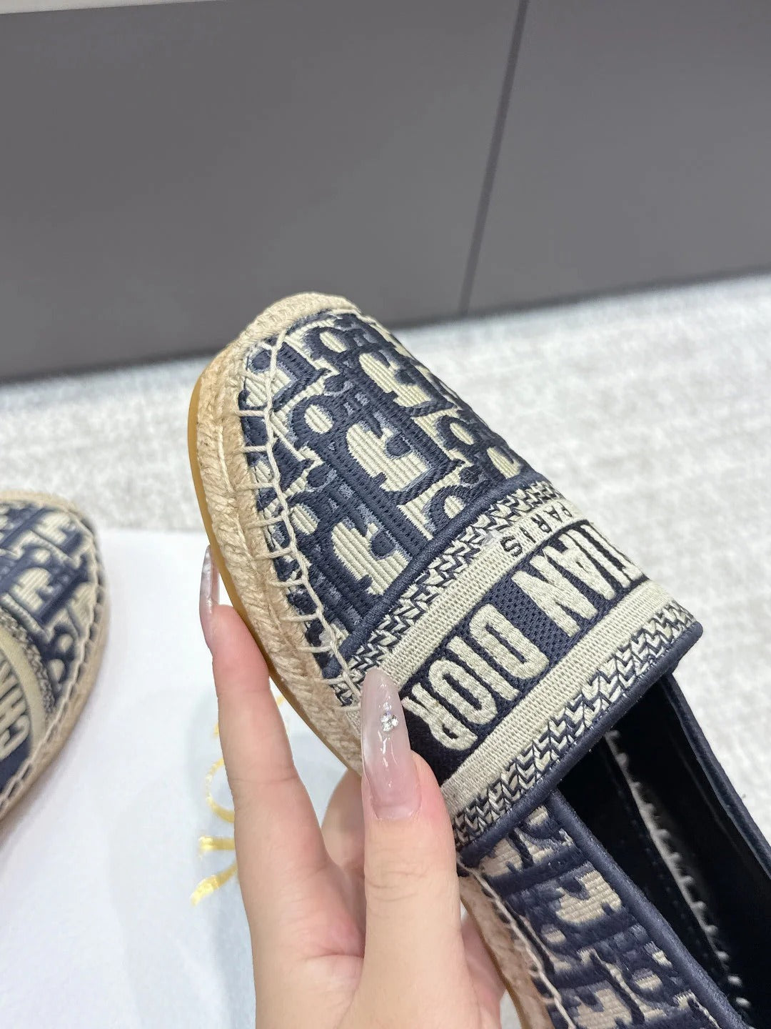 CD 26s Loafers Embroidery Navy Blue Canvas 653273