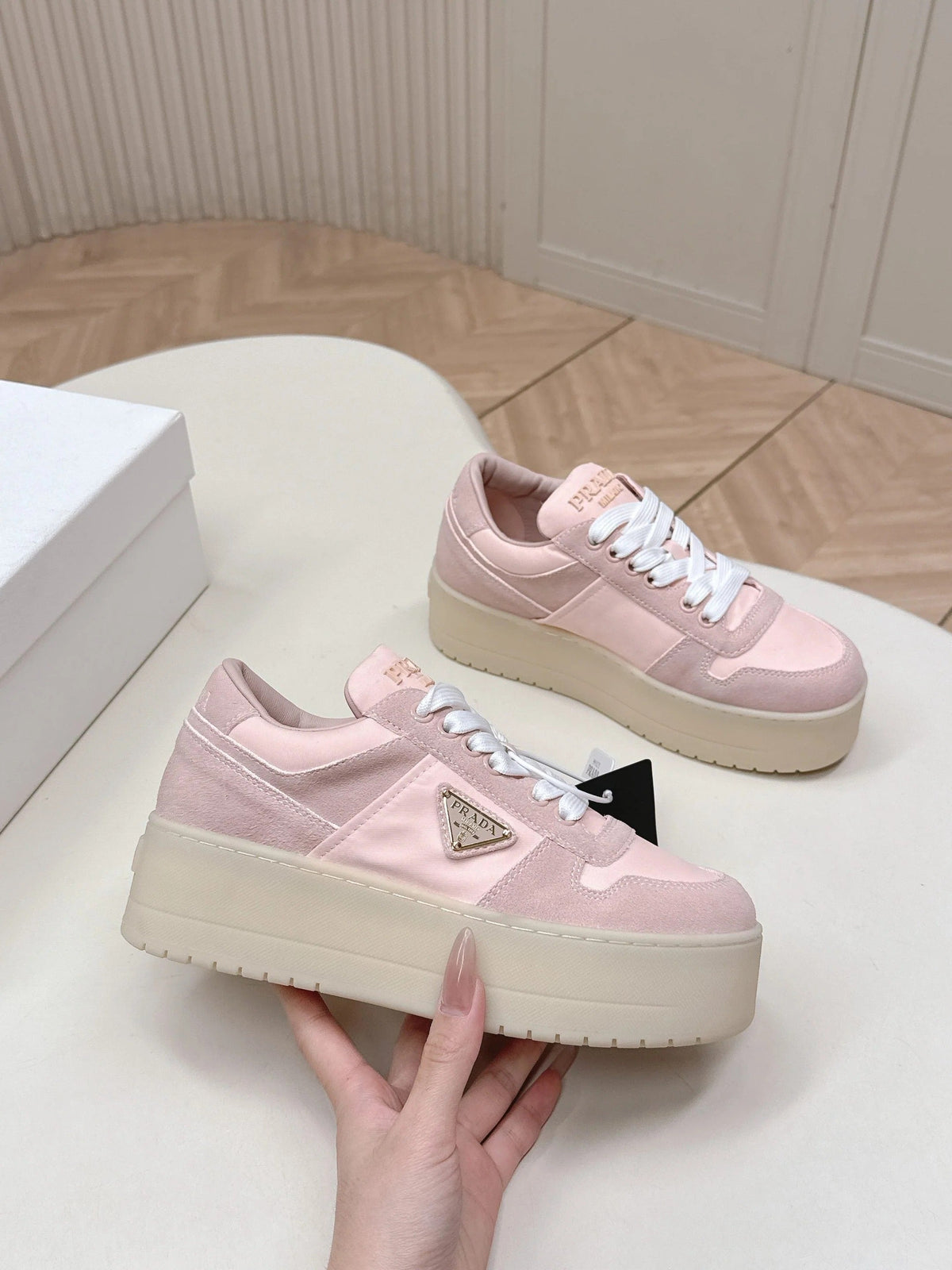 PRA 2026S Platform Sneakers 50 Pink Suede Cowhide 663494