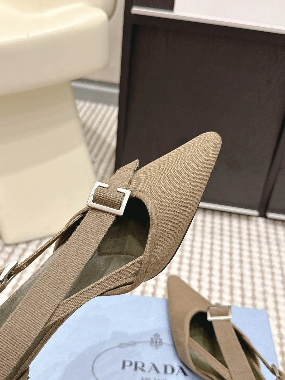 PRA 2026S High Heel Pump 45 Taupe Canvas 658333
