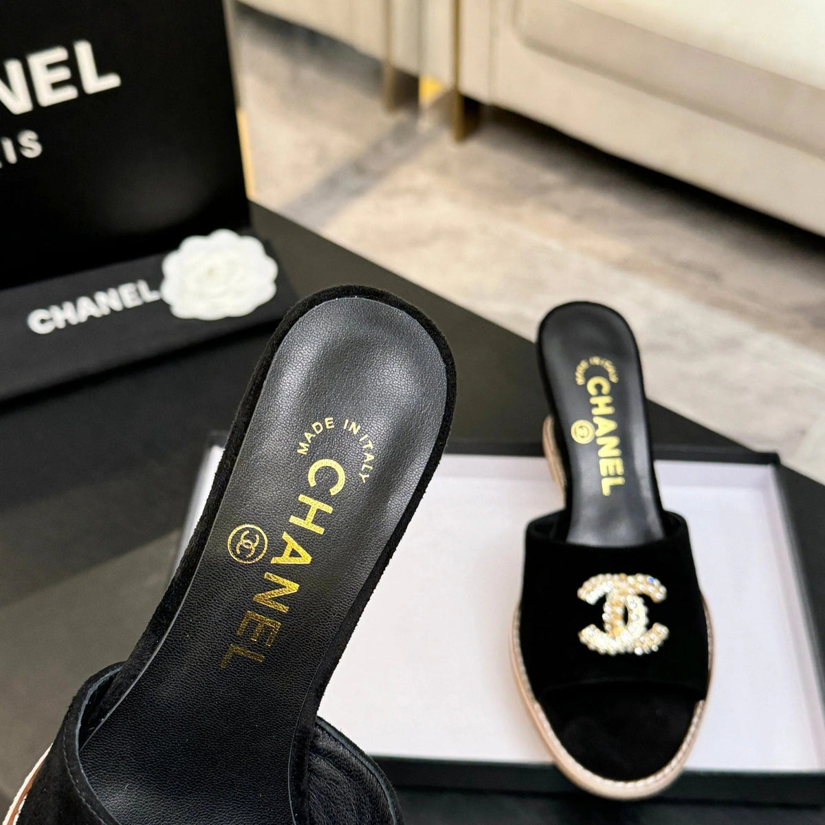 CC 2026 Wedge Sandals 65 Black Suede 667770