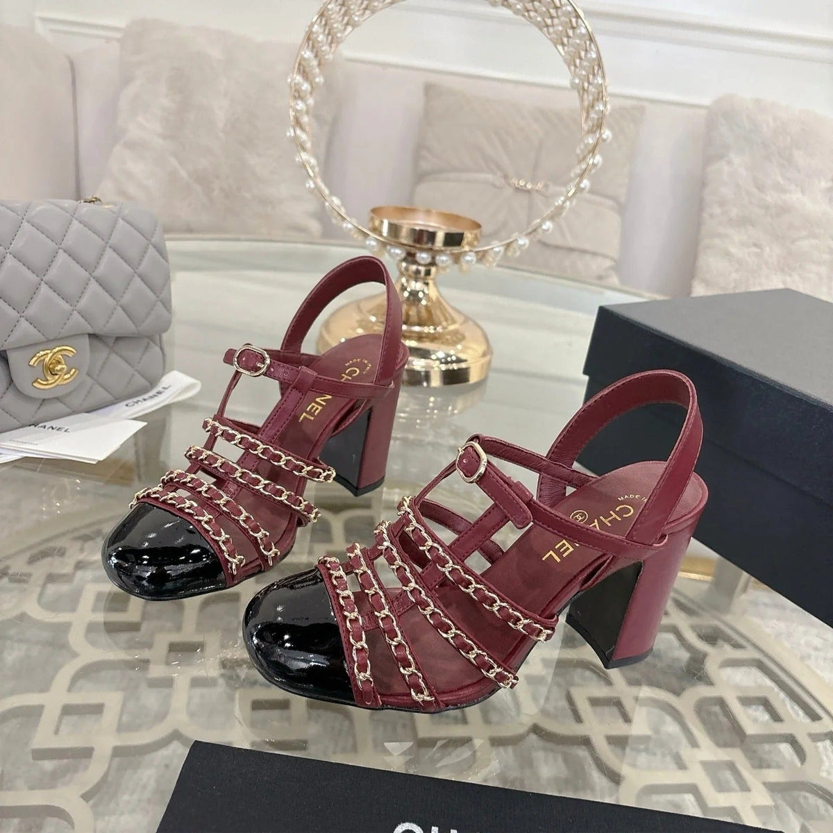 Chanel 2026 High-Heeled Sandals 8.5cm Lambskin Sheepskin 834423