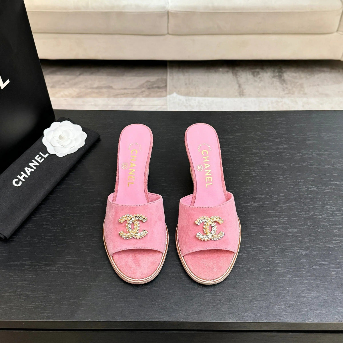 CC 2026 Wedge Sandals 65 Pink Suede 667768