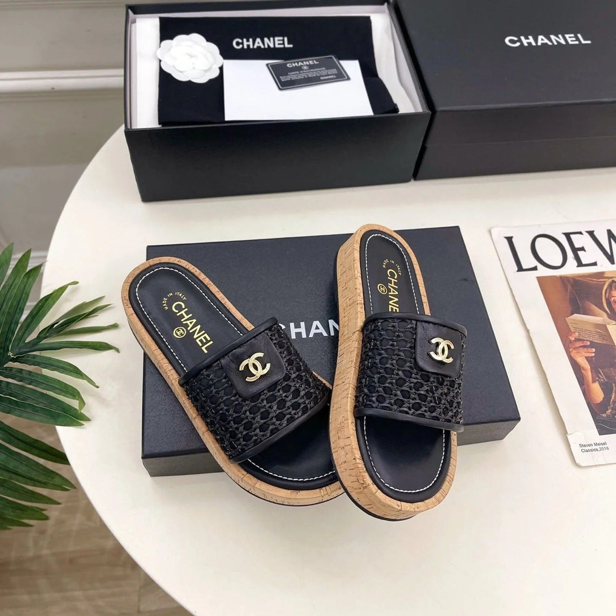 Chanel 2026 Woven Platform Slippers Sheepskin 831402