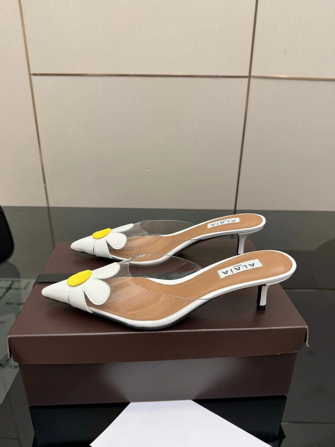 Alaia 2026 Mules 55 PVC Sheepskin 803333