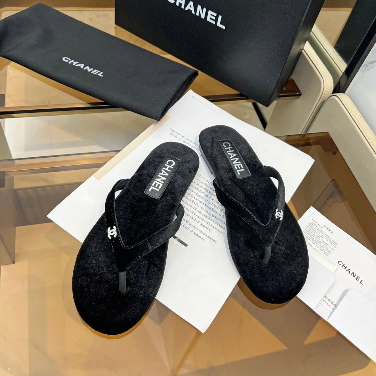 Chanel 2026 Kiss's Flipflops Sheepskin Velvet 802295