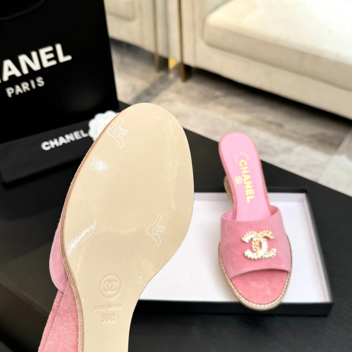CC 2026 Wedge Sandals 65 Pink Suede 667768