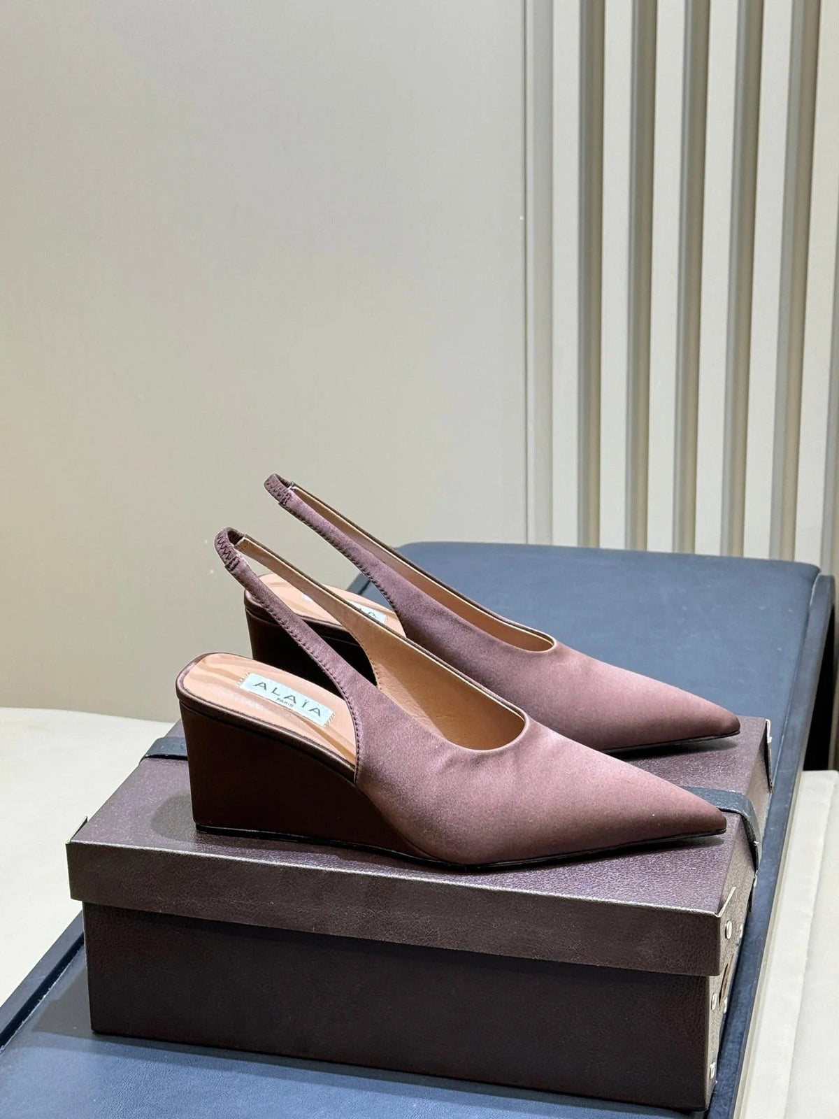 Alaia 2026 Wedge Slingback Mules Velvet Leather 789577