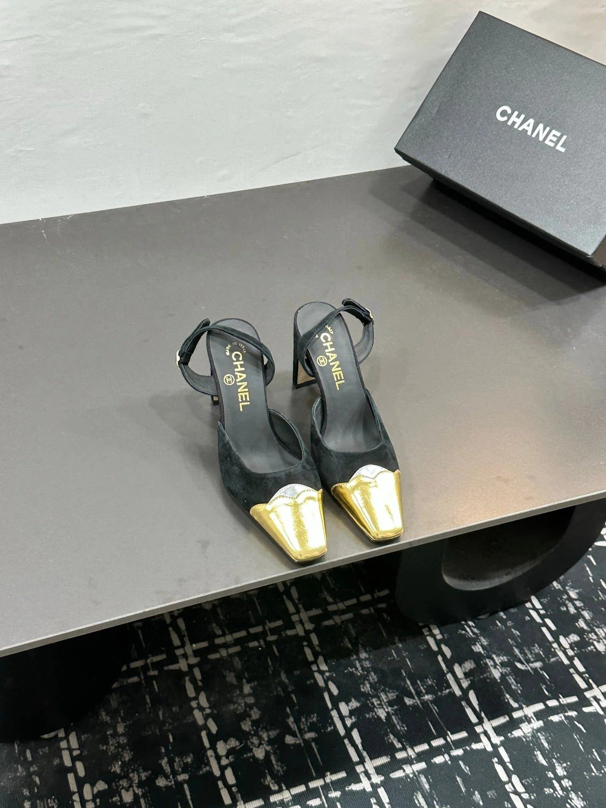 Chanel 2026 Back Strap Square Heels Pumps Leather Sheepskin 832511