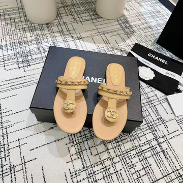 Chanel 2026 Thong Sandals Calfskin Chain 790087