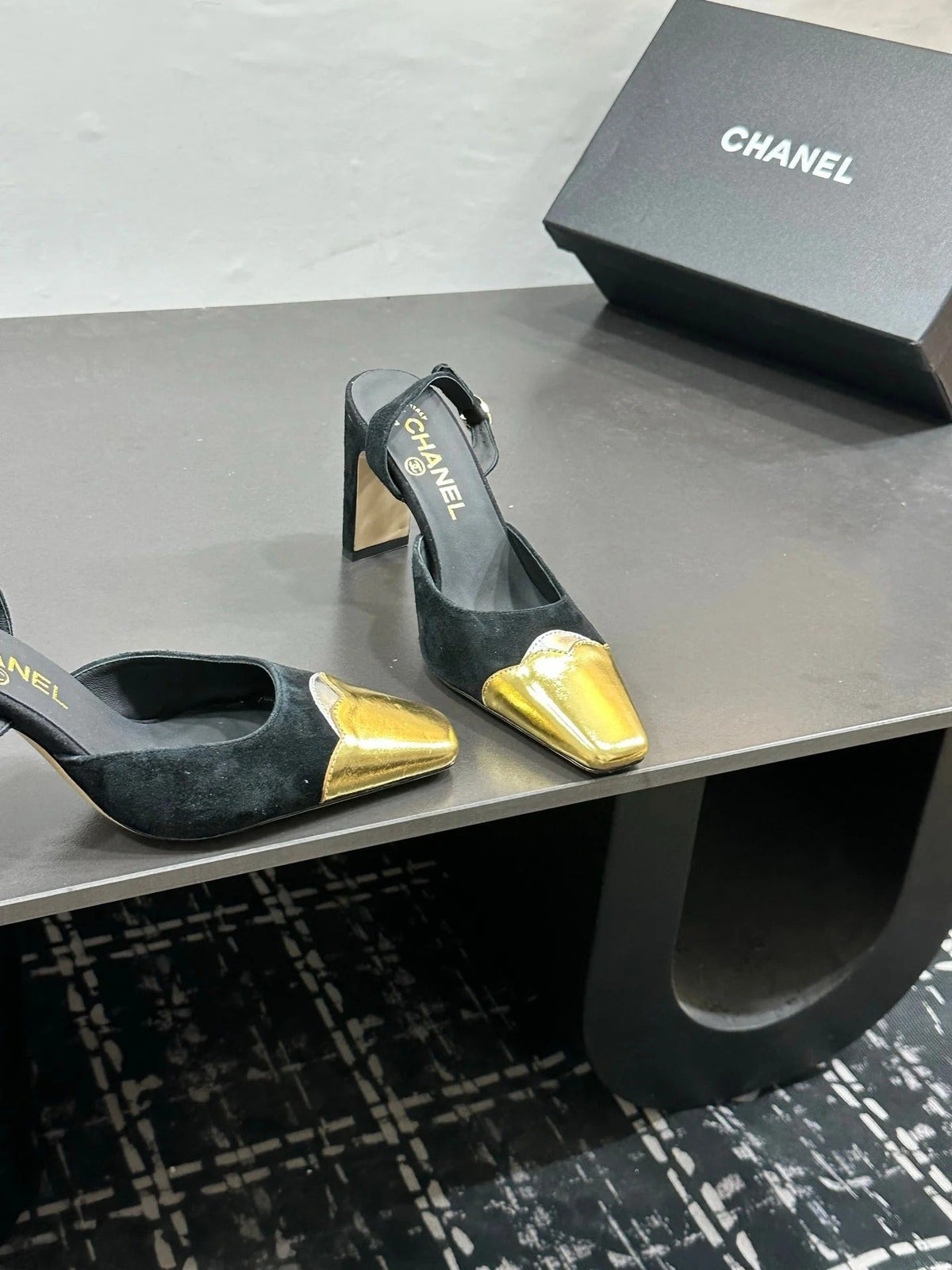 Chanel 2026 Back Strap Square Heels Pumps Leather Sheepskin 832511