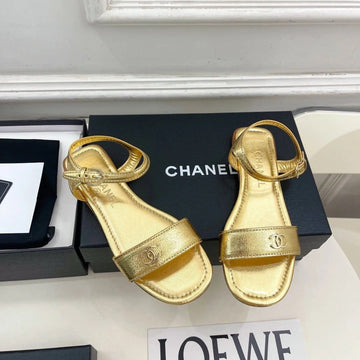 Chanel 2026 Double C Buckle Strappy Flat Sandals Lambskin Sheepskin 832342
