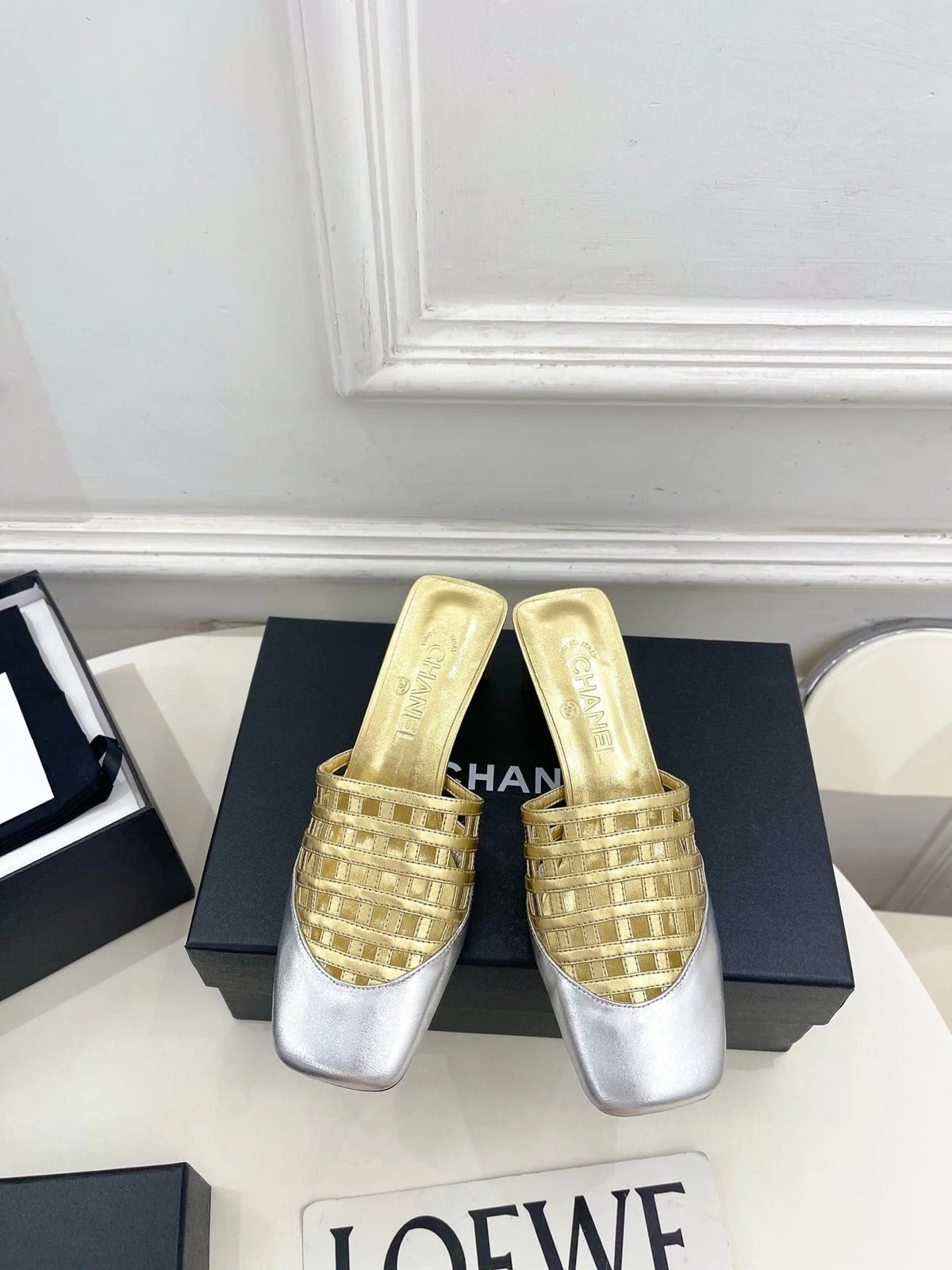 Chanel 2026 Square Toe Slippers Leather Sheepskin 831418