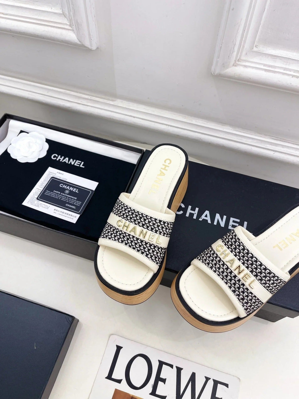 Chanel 2026 Woven Platform Slippers Sheepskin 831534