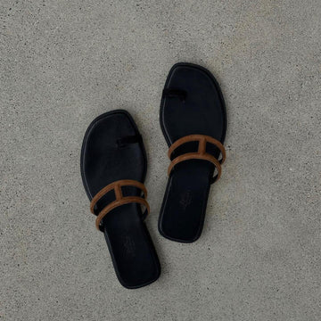 HM Georgia Sandals Brown Black Suede Leather