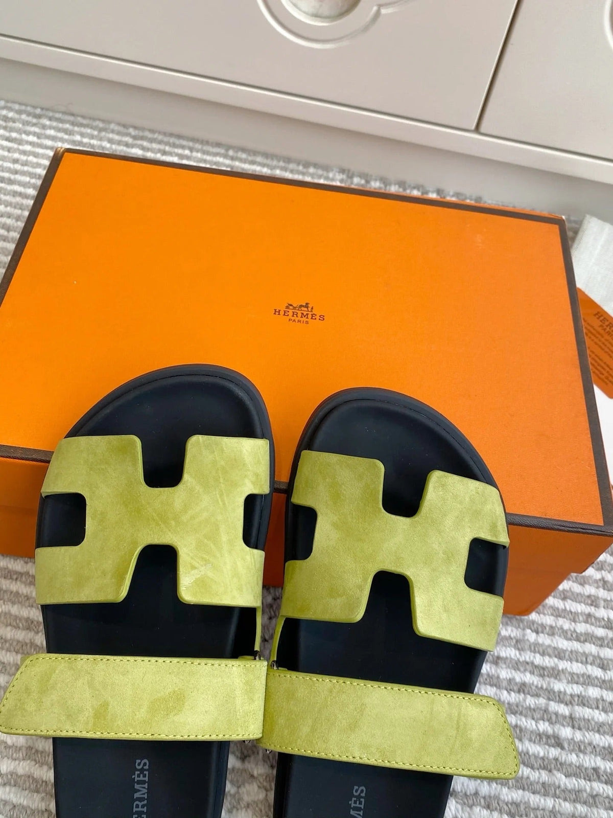 HM 2026 Velcro Slippers Lime Green Suede 667462
