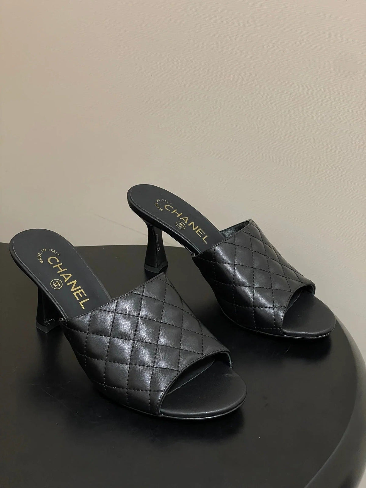 Chanel 2026 Peep-Toe High-Heeled Sandals Leather Sheepskin 834720