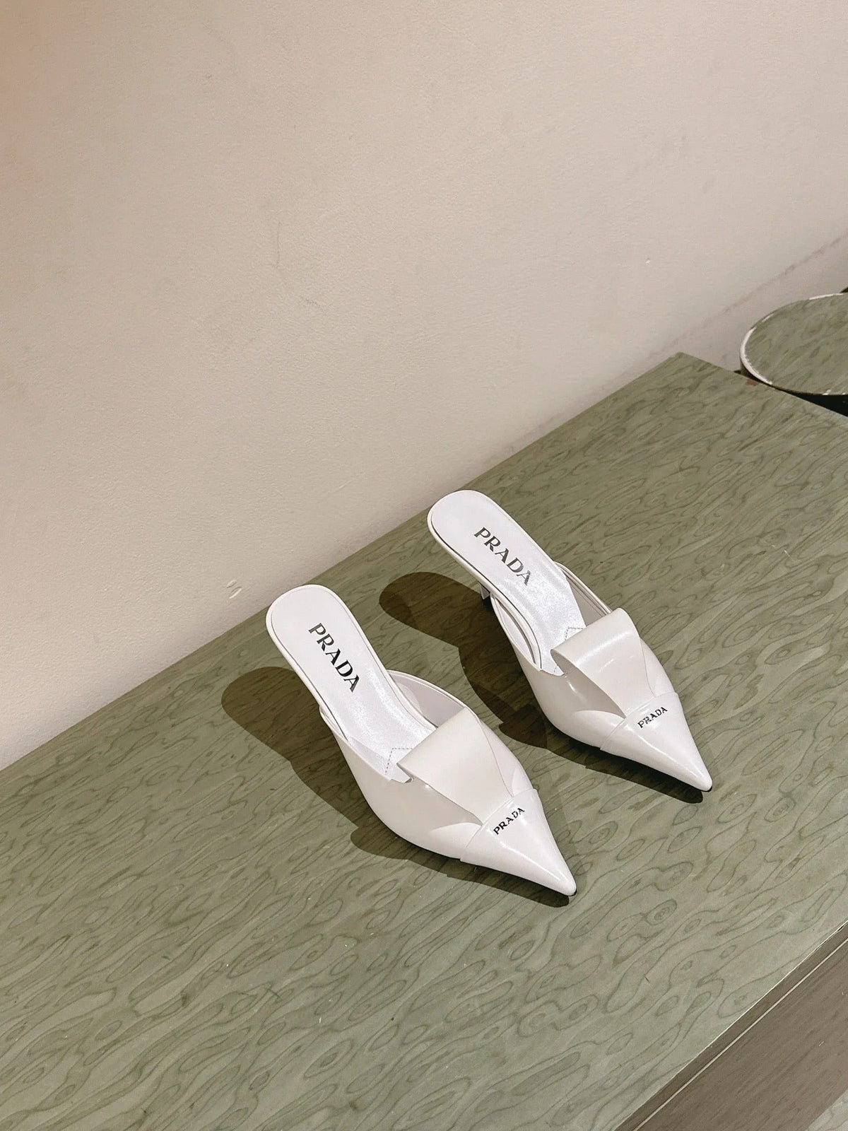PRA 2026S High Heel Mule 80 White Sheepskin 657666