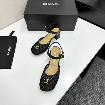 CC 2026 Mary Jane Sandals 45 Black Satin Cowhide 668118
