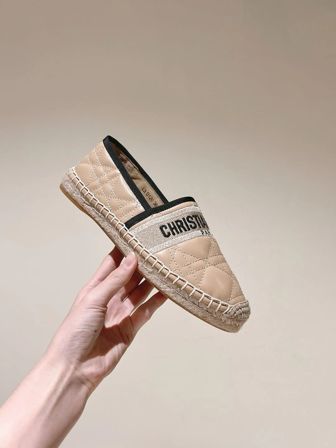 CD 26s Loafers Embroidery Beige Black Cowhide 653265