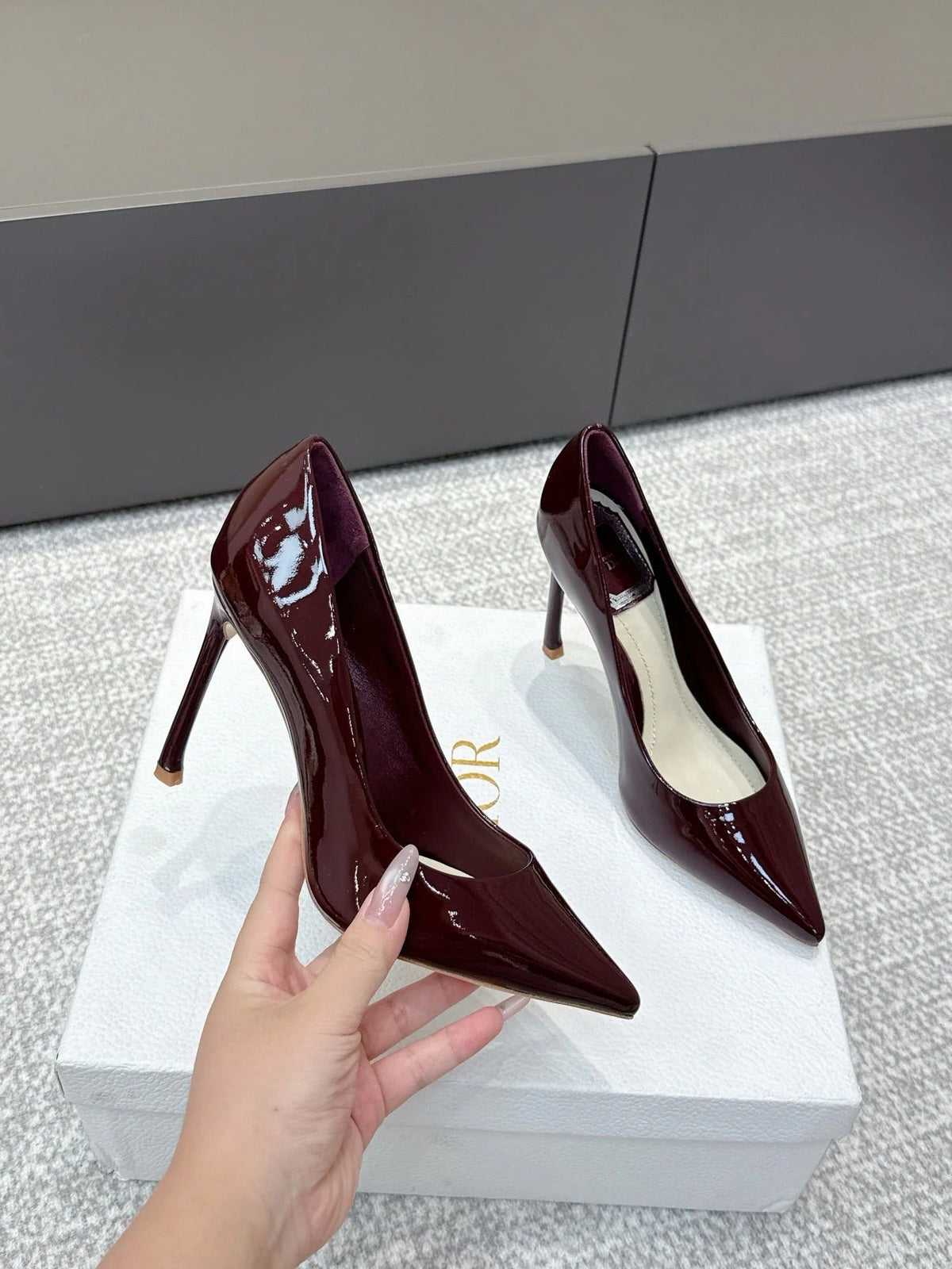CD 26s High Heels Pump 105 Dark Burgundy Patent Leather 661477