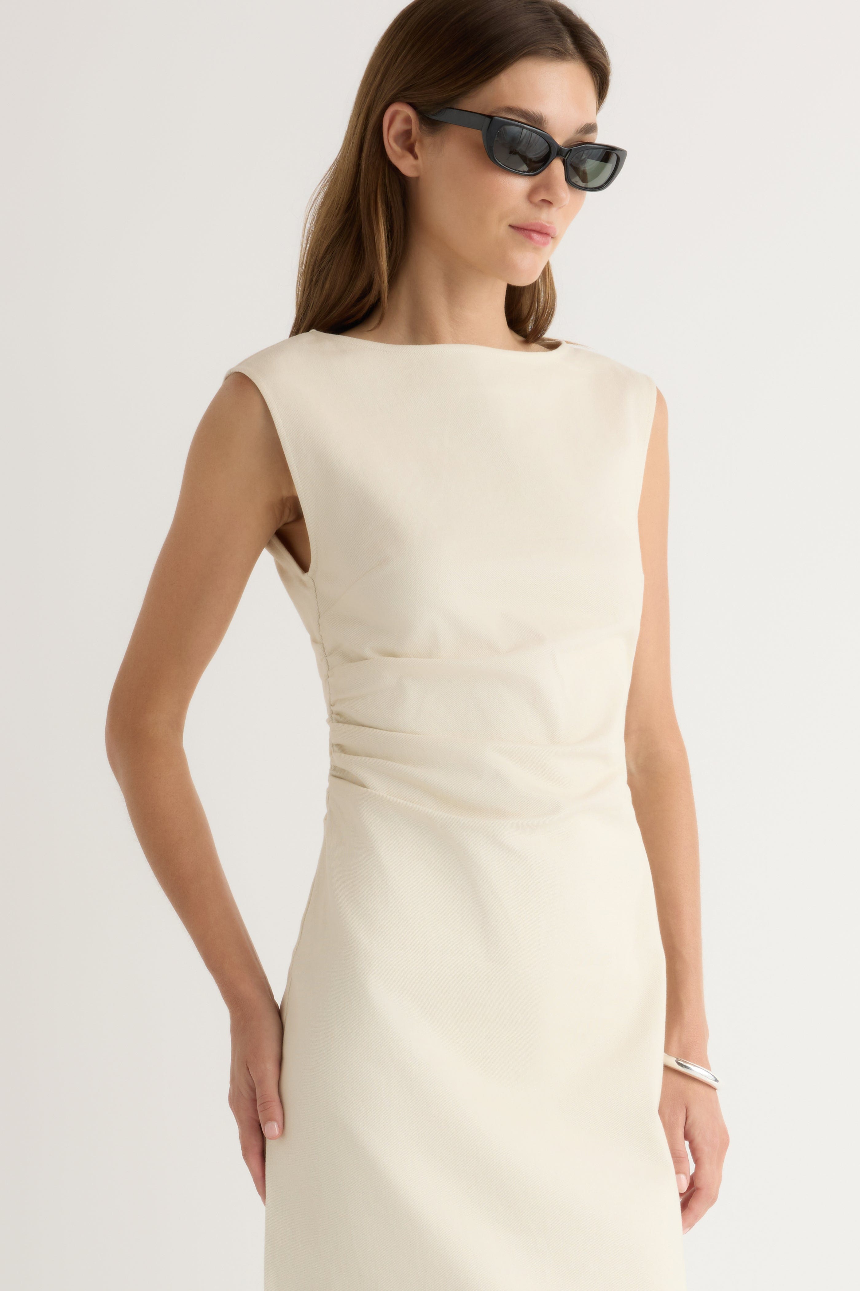 Inari Cotton Twill Boat-Neck Dress