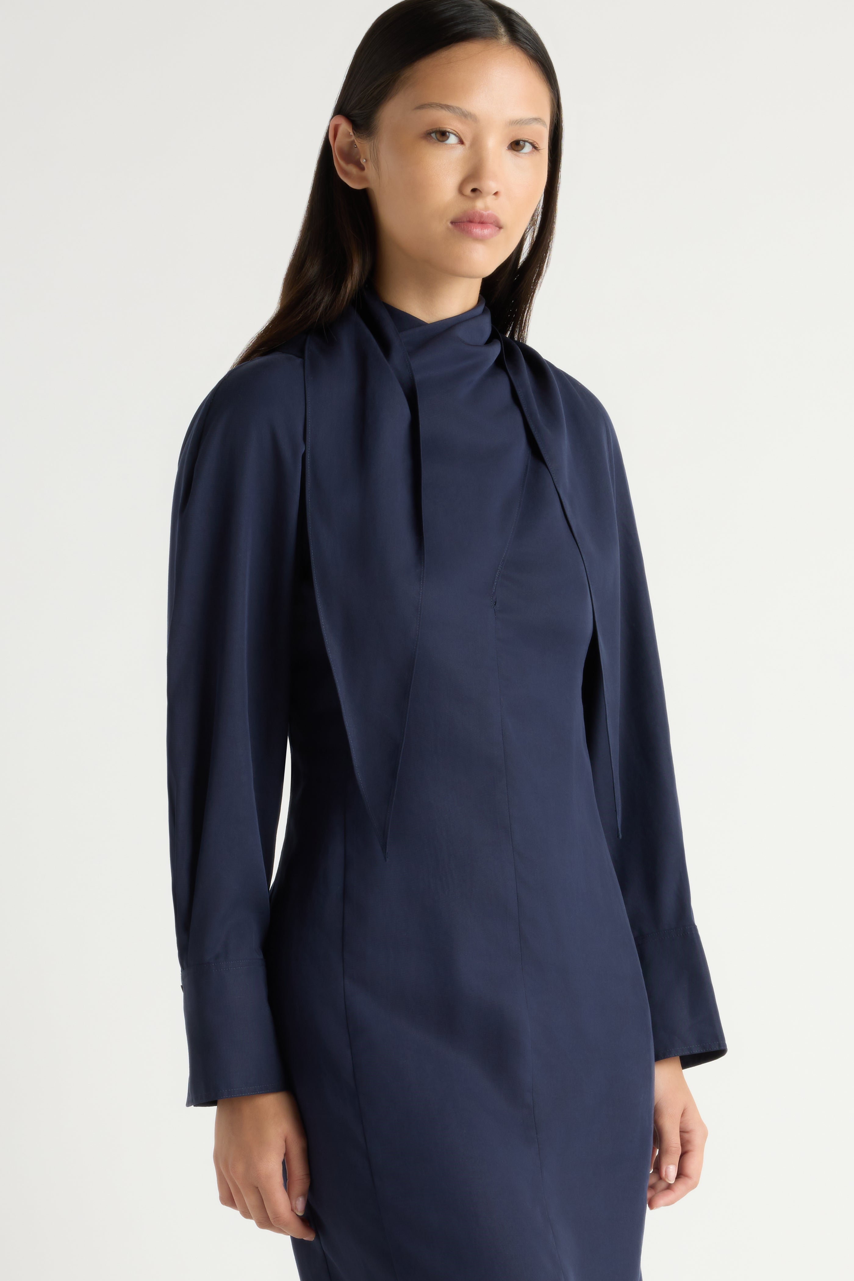Jacinda Tencel Scarf-Neck Dress