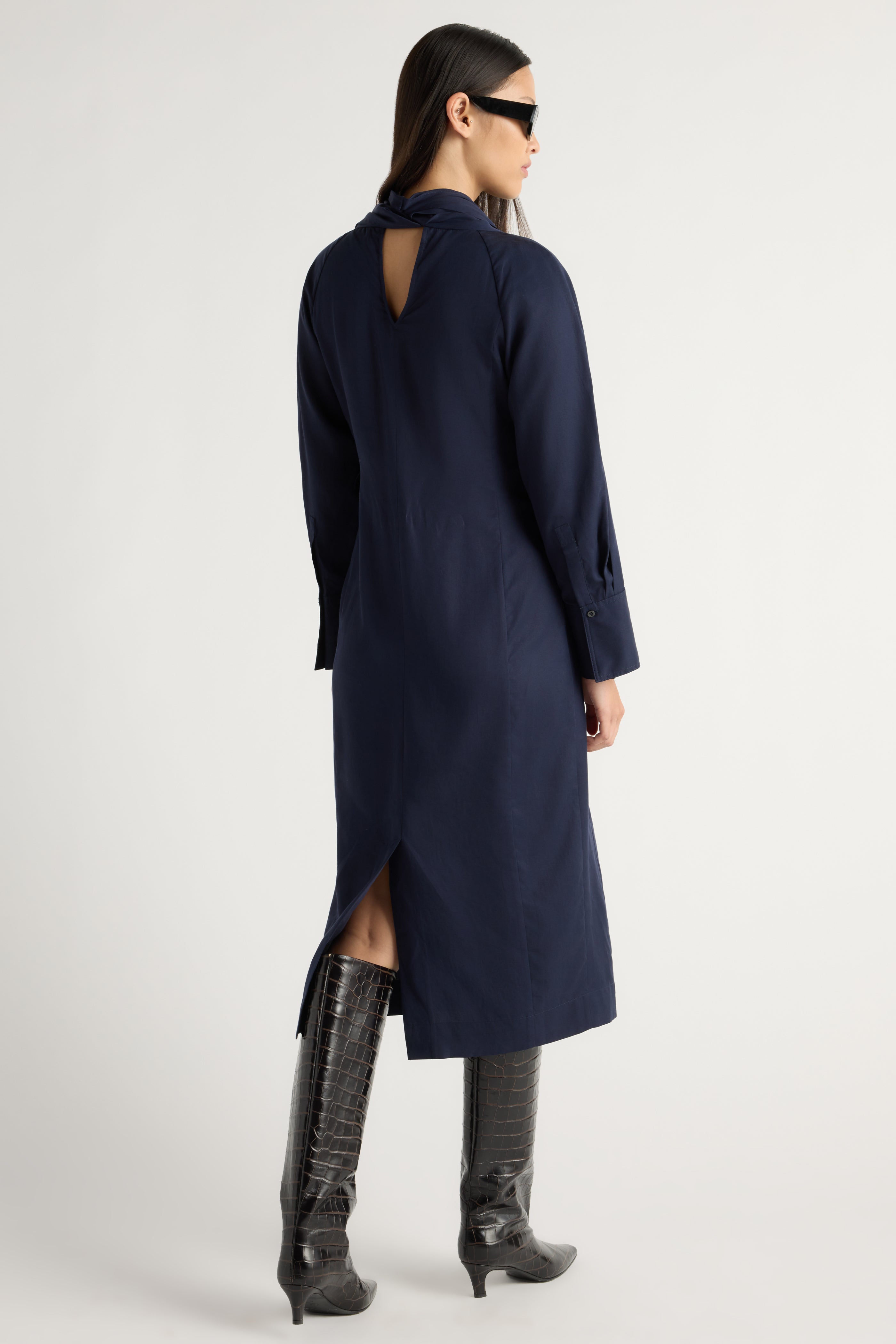 Jacinda Tencel Scarf-Neck Dress