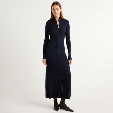 Janne Ribbed Two-Way Zip Sweater Dress