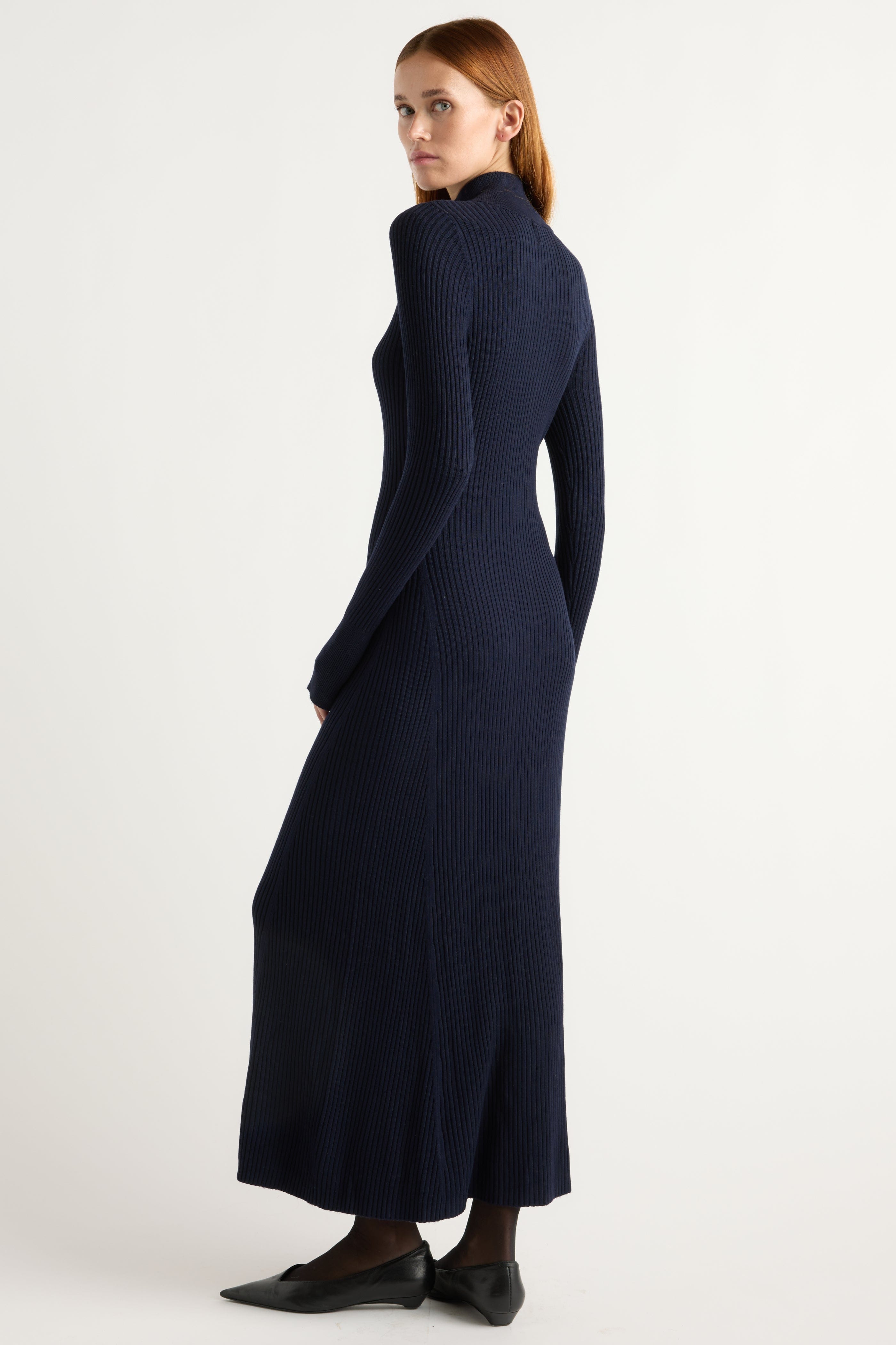 Janne Ribbed Two-Way Zip Sweater Dress