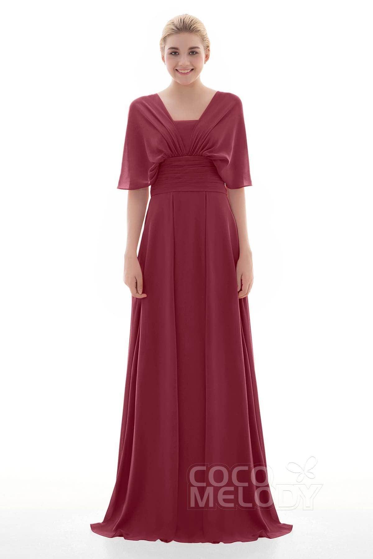 Sheath Floor Length Chiffon Bridesmaid Dress JOZF15001