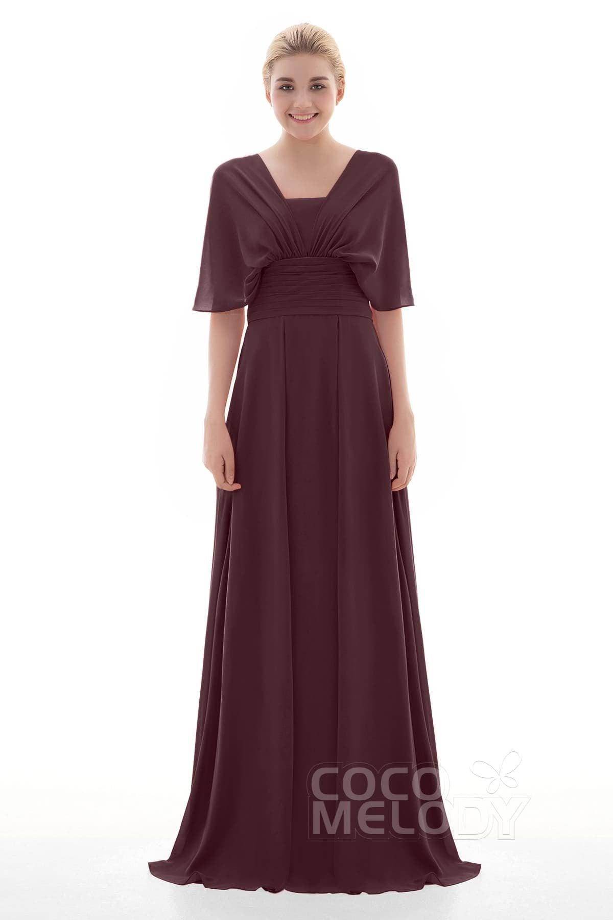 Sheath Floor Length Chiffon Bridesmaid Dress JOZF15001