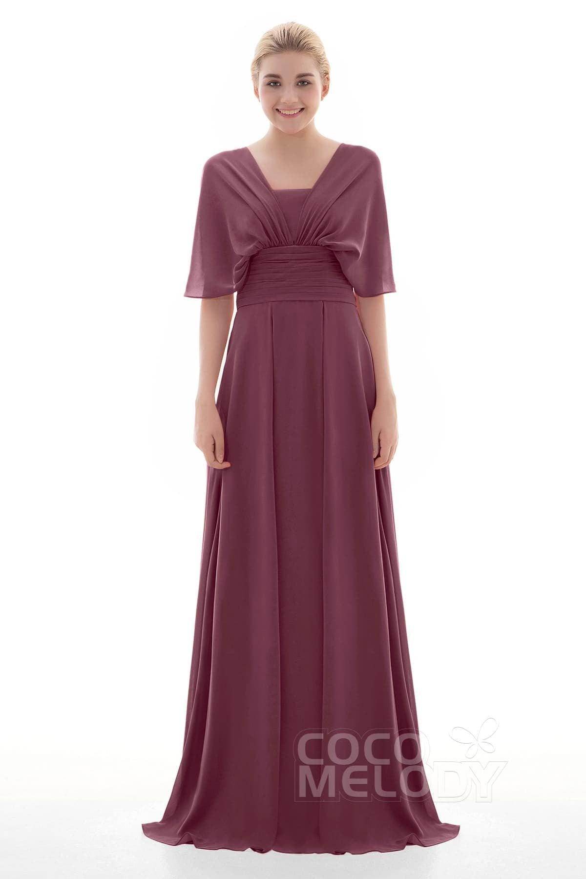Sheath Floor Length Chiffon Bridesmaid Dress JOZF15001